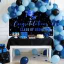 Lecheme Congratulations Graduation Banner Class of 2026 Backdrop Black Blue Congrats Grad Banner Party Background Prom Night Photo Booth Props Graduation Party Decorations 6x3.6 ft