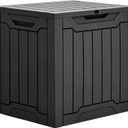 YITAHOME Outdoor Storage Box with Cushion, 120 Gallon Waterproof Deck Box for Garden Tools, Patio Cushions, and Pool Accessories, Lockable, Easy Assembly, Versatile Bench or Table (Light Brown)