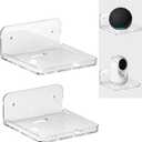 Wall Mount Floating Shelves for 2 Pcs Camera Mini Speaker Shelf Baby Monitor - Clear Mini Shelf Flexible Use for Wall Space in Bedroom Bathroom Kitchen Living Room (Small)