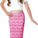 Mermaid Skirts Girls Halloween Pink Fish Tail Costume Elastic Waited Maxi Party Skirts 7-8 Years (Pink)