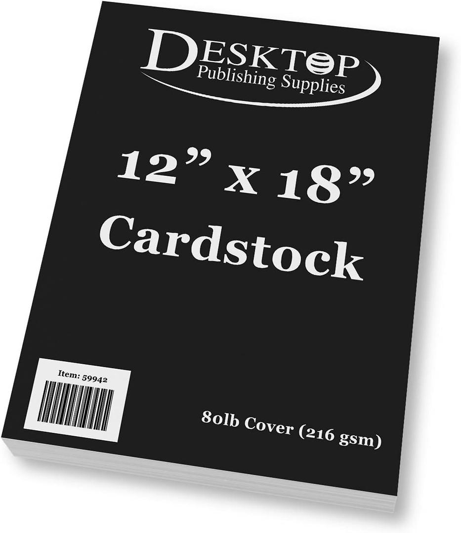 Black 12" x 18" Cardstock - 80lb Cover (216gsm) Thick Heavyweight Large Format Black Core Paper, Smooth Matte Black Sheets for Posters, Crafts, Photo Backing, Scrapbook- Inkjet/Laser Printer, 25 Pack