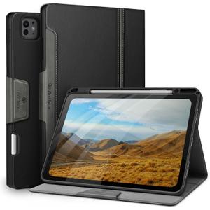 Antbox for iPad Pro 13 Inch Case M5 2025/M4 2024, Built-in Pencil Holder, Supports Pencil Pro/(USB-C), Auto Sleep/Wake, PU Leather (Black)