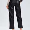 SANTINY Women's Faux Leather Pants High Waisted Straight Leg Cropped Ankle Trousers Vegan Matte Pleather Pants for Women (Black, XL)