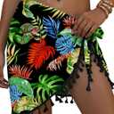 AI'MAGE Sarong Wraps for Women Swimsuit Coverups Beach Bathing Suit Cover Up Tassels Bikini Short Wrap Skirts for Swimwear (Green, XL)