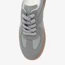 NEWBELLA Women's No Heel Sneakers Mule Shoes Vintage Suede Slip On Casual Low-top Flat Shoes Comfortable Lace Up Closed-Toe Walking Shoes (Blue-Gray, Adult, Women's, 7, Digital, US Shoe System, Medium(Medium))