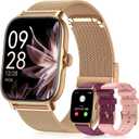 Kriutefy Smart Watches for Women Men,Fitness Watch (Answer/Make Calls),Fitness Tracker with 120+ Sport Modes/Step Counter/Sleep Monitor/Pedometer,IP68 Waterproof, Smartwatch for Android/iPhone, Gold