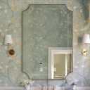 MOON MIRROR 24x36 Scalloped Mirror, Gold Rectangle Wall Mirror with Scallop Corner, Non-Rusting Vanity Mirror with Curved Cutouts Hangs Horizontal & Vertical