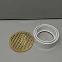 NDS 910B, 4 In. Round Grate Drain Cover, with PVC Collar, Connects to 3 Inch Drain Pipe & 4 Inch Drain Fittings, for Small Lawns, Landscaping and Patios, Satin Brass
