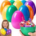 12 Pcs Large Easter Eggs Fillable, 6 Inch Colorful Jumbo Plastic Empty Egg Stand Upright for Easter Eggs Hunt Basket Stuffers Fillers Filling Treats Party Favor Classroom Prizes Supplies (Pure-12Pcs)
