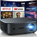 Alvar Smart Projector 2026 Upgraded, 2500 ANSI, 4K Supported, Built in NetfIix App, DoIby Audio & 50W Speakers, Auto Focus, WiFi 6, Bluetooth 5.3, Home Theater & Outdoor Movie Projector, Black
