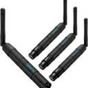 JERRAY DMX512 Wireless Transmitter and Receivers Set, 2.4G Long Range, 1 Transmitter with 3 Receivers, for Stage Lighting Control (Black)