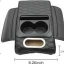 Universal Car Multifunctional Armrest Heightening Pad Microfiber Leather Black Multifunctional Car Armrest Cushion Storage Cup Holder Phone Storage Slot