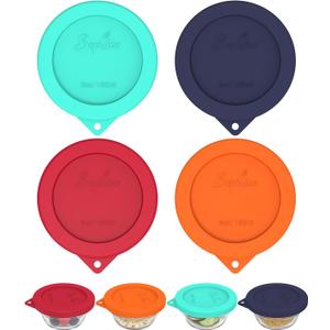 Sophico Silicone Replacement Lids for Pyrex and Anchor Hocking Glass Custard Cups 6oz, Round Silicone Cover for Food Storage (Container not Included)