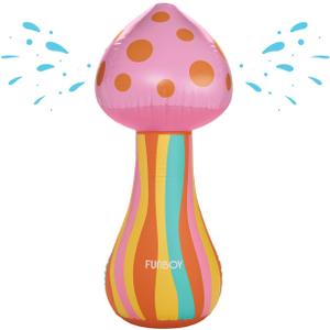 FUNBOY 5FT Tall Giant Mushroom Kids Backyard Sprinkler with Groovy Colors and Dual Water Sprayers