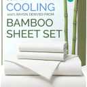 100% Rayon Derived From Bamboo - Bamboo Sheets King Size - Cooling Sheets for King - Ultra Soft, Breathable & Hotel Luxury Bedding - 1 Flat & 1 Fitted & 2 Pillowcases w/ 18 Inch Deep Pockets - White