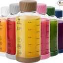 Sursip Glass Juice Bottles 6 Pack 12 oz – Wide Mouth Borosilicate Glass Bottles with Lids – Heat-Resistant, Leakproof, BPA Free, Reusable for Juicing, Smoothies, Milk, Protein Drinks, Water