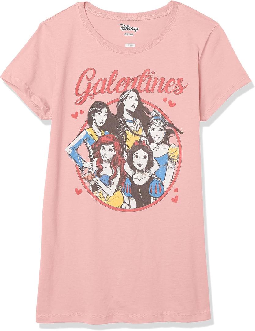 Disney Girl's Galentines T-Shirt (X-Large, Pink)