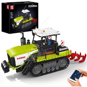 Mould King 17093 Crawler Tractor Technique Building Set, App-Controlled/RC Farm Truck Construction Vehicle Toys, DIY Engineering STEM Model Kit, Gifts Idea for Age 14+/Adult-1357 Piece