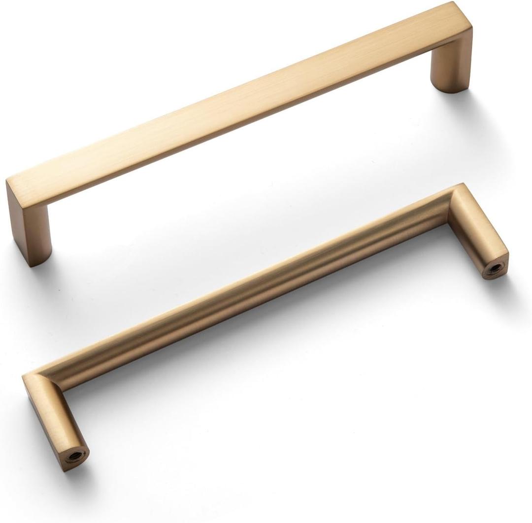 Goo-Ki (6Pack 5 Inch(128mm) Modern Cabinet Pulls, Champagne Bronze Cabinet Handles for Dresser,Wardrobe&Cupboard,Zinc Alloy Kitchen Cabinet Handles (5'' Hole Centers)