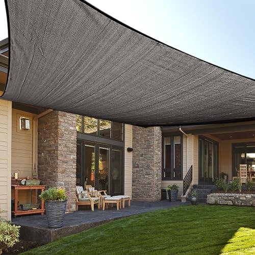 LOVE STORY 10' x 20' Sun Shade Sails Patio Covers Sun Shades Outdoor Garden Backyard Deck Shade Fabric, Dark Grey