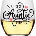 Perfectinsoy Best Auntie Ever Funny Wine Glass, Baby Announcement, Birthday Mother's Day Gifts for Woman Aunt Sister Friend