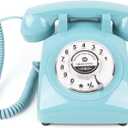 Vintage Voice Recording Guest Book Telephone Audio Guest Book Phone for Weddings, Bridal Showers, Anniversaries & Special Events, Retro Wedding Voice Recorder,USB Rechargeable, Wedding Gift (Blue)