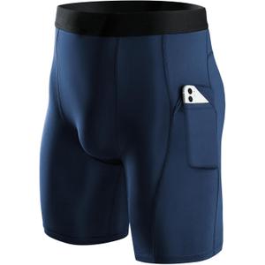 Niksa 1/2/4/5 Pack Compression Shorts Men, Spandex Running Shorts Athletic Workout Sport Performance Baselayer Underwear (Large, 1 Navy)