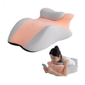 SheRest Adjustable Headrest Reading Pillow for Bed Adults - Memory Foam Back Support Wedge for Acid Reflux, Snoring & Legs, Pink and Gray (22.8"x15"x9")