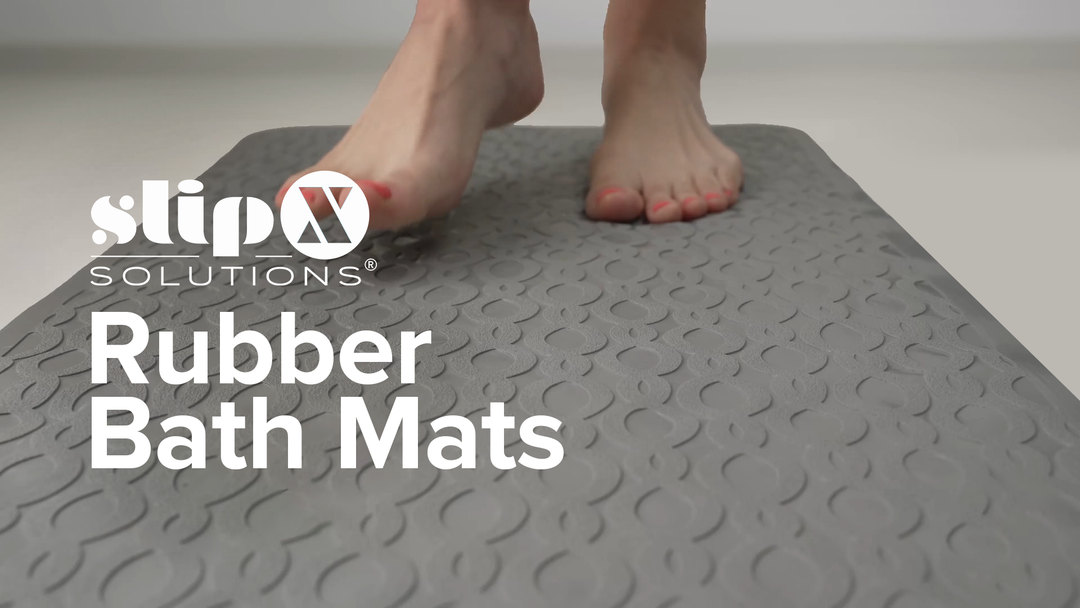 SlipX Solutions Durable Large Rubber Safety Mat 27 x 15, Feel Safe and Surefooted in Your Bath or Shower, Extra Grippy Surface Texture and Over 200 Power Grip Suction Cups, Machine Washable, Gray