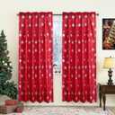 Christmas Curtains for Living Room, Luxury Snowflake Silver Foil Print Curtains, Rod Pocket Window Drapes Decorations for Bedroom and Home Decor, 2 Panels Red 52W x 84L