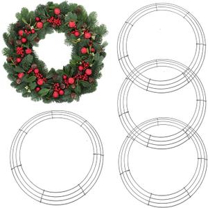 4 Pack Wreath Frame 14 Inch Wire Wreath Frame Round Metal Wreaths Form Dark Green Wire Wreaths Ring for DIY Craft Floral Arrangements Front Door Outdoor Wedding Christmas Home Decor Making Supplies