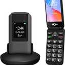 HCMOBI 4G Flip Mobile Phone for Elderly, Big Button Senior Phone, Basic Flip Phone,2.8" +1.5" Dual LCD Screen, 1400mAh Battery,Bluetooth,SOS Button,Camera,FM (Matte black)
