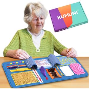 Fidget Blanket, Dementia Activities for Seniors, Alzheimer's Products, Aids in Therapy of Person with Autism, Alzheimers and Dementia. (12 x 24 in)