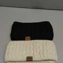 Sofier Winter Headbands for Women 3 Packs Knit Ear Warmers Soft Fuzzy Fleece Lined Cold Weather Ear Muffs Christmas Stocking Stuffers Gifts (Black+Beige)