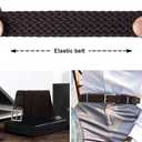DOOPAI Braided Stretch Belt for Men, Elastic Woven Belt, casual Fabric Golf Belt, 1 3/8" for golf pants jeans, Gift Box (42"-46"Waist Adjustable, 02 Brown)
