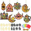 DoubleFill 36 Sets Suncatchers Crafts Kit DIY Tissue Paper Suncatchers Craft Kit DIY Ornaments for Window Art