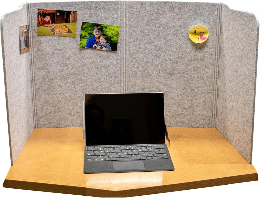 Practical Products Portable Acoustic Divider - Home Office freestanding - Classroom - Teaching Organizers - Desk Space countertops - Testing Centers - Sound dampening - Computer Desk (Small Grey)