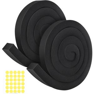 2Packs Air Conditioner Foam Tape with Adhesive, 1''X1''X 6.5 Ft Window Weather Stripping, High Resilience Ac Window Seal Kit Foam Insulation for Winter Summer (6.5ft X 2 Rolls, Black)