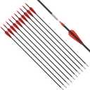 Fiberglass Arrows Archery 24 26 28 30 Inch Target Shooting Practice Safetyglass with Red Spots Vanes for Recurve Bows Suitable for Youth Children Woman Beginner 6/12 PCS