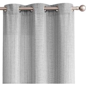 COLLACT Grey Curtains Linen Textured Curtains 84 Inch Length 2 Panels for Living Room Casual Weave Light Filtering Semi Sheer Drapes Grommet Top Window Treatments, W38 x L84, Heathered Grey