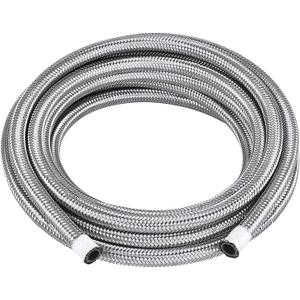 Universal 6AN CPE Fuel Line Hose 3/8", 10FT AN6 Stainless Steel Braided Fuel Line Oil/Gas/Fuel Hose, Not for PTFE/E85 - Sliver (Silver)