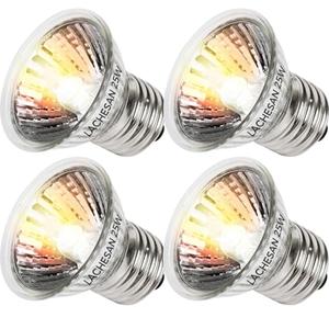 Lachesan 4-Pack 25W UVA Bulbs, Fit E26 Heat Reptile Lamp, Light Turtle Heat Lamp for Reptiles and Amphibian Tanks, Terrariums and Cages, Works with Various Lamp Fixtures