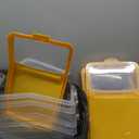 Sunnyray 4 Pcs Rice Storage Container 22 lb Airtight Flour Container with Wheels Measuring Cup Clear Pet Dog Cat Birds Food Bin Grain Cereal Organizer Box for Dry Baking Supplies(Yellow Lid)