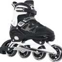 MammyGol Adult Inline Skates for Men Women, Blades Roller with Carbon Steel Bearings, TPR Brake, 3D Mesh, EVA Lining, PVC Upper | Adjustable Size Better Fit for Beginner Skating (XXL(Men9.5-12/Women10.5-13), Black)