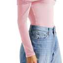 SUUKSESS Women Off the Shoulder Bodysuit Short Sleeve Strapless Thong Body suit (Pink, S)