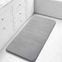 Yimobra Long Bath Mat 44"x24", Super Soft Quick Dry Memory Foam Bathroom Rug, Water Absorbent, Non Slip Backing Machine Washable for Tub Shower, Thick Comfort Support, Gray (Grey)