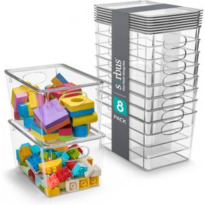 Sorbus Large Clear Plastic Bins with Lids  Stackable Organizer for Toys, Clothes, Medicine, Makeup, Closet, Art Supplies, Bathroom, Shoes  8 Pack
