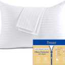 100% Cotton Pillow Protectors with Zipper Queen Size, White Pillow Cases Set of 2 for Home & Hotel, Sateen Soft Cooling Hidden Zippered Pillow Case Protector for Hair & Skin, 20x30 in