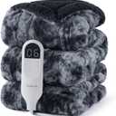 Bedsure Faux Fur Heated Blanket Twin Size, Fast Heating Electric Blanket Twin Size with 6 Heating Levels & 10 Time Settings, Cozy Gifts for Women Men (62x84 inches, Black)