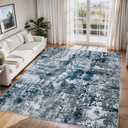 6x9 Area Rugs for Living Room Rug Washable: Abstract Rug for Dining Room Bedroom Carpet Non Slip 6 by 9 Indoor Modern Nursery Home Office Navy Grey (6' x 9')
